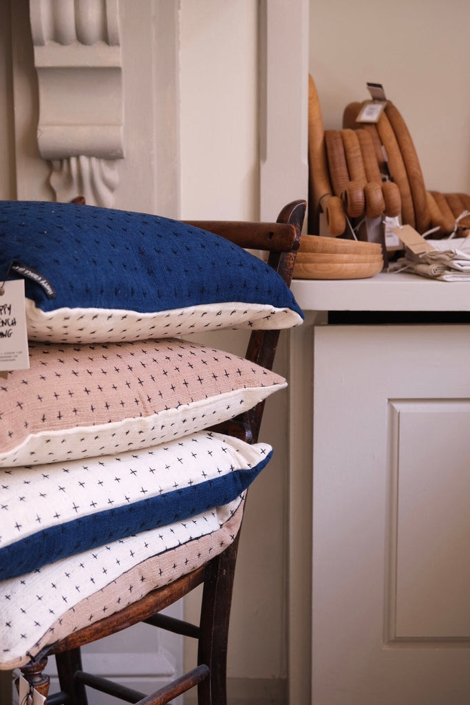 Hand-stitched cushion | Himalayan & white Home & Garden . 