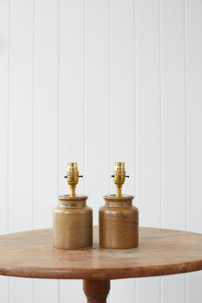 Pair of vintage stoneware mustard pot table lamps Object Story 