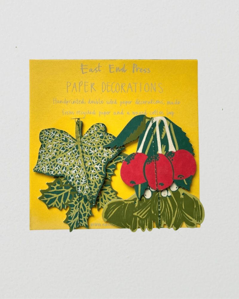 Christmas paper decorations | winter foliage East End Press 
