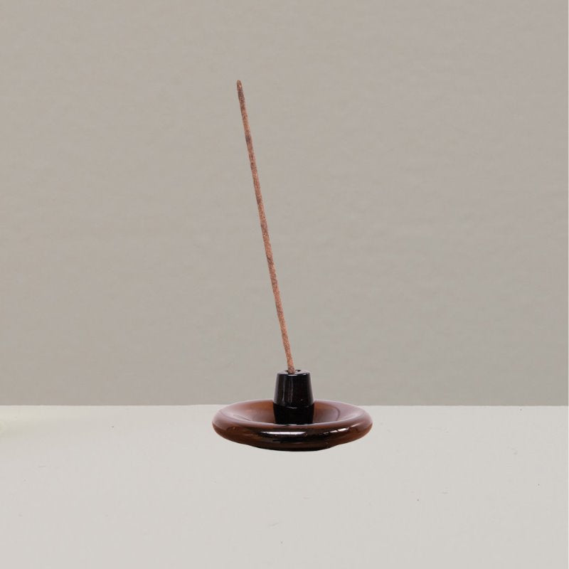 Hand-blown glass incense holder | dark brown La Soufflerie 