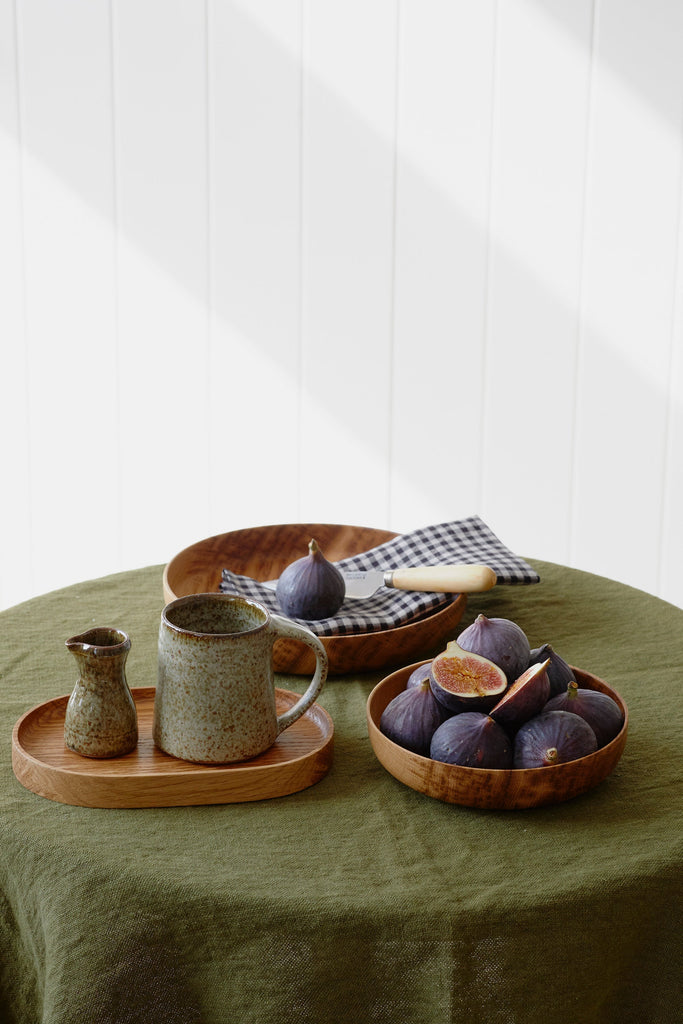 Brown oak round serving bowl Selwyn House 