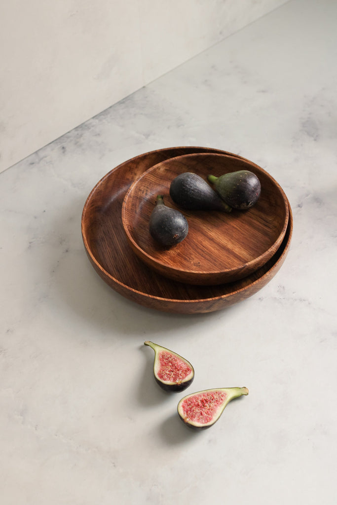 Brown oak round serving bowl Selwyn House 