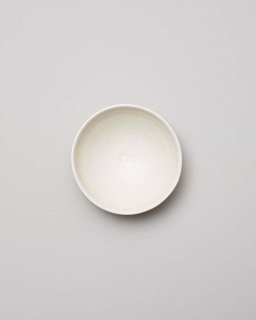 Aerial view of ceramic small footed handmade bowl