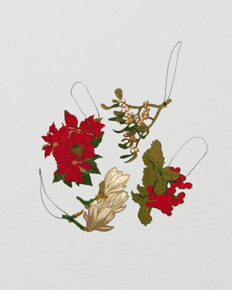 Christmas wooden decorations | winter foliage East End Press 